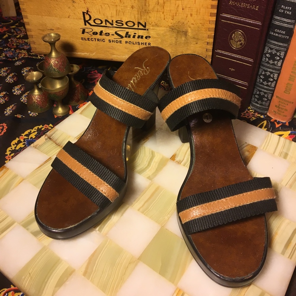 Vintage Renetti Double strap Slide Sandals size 7 - Picture 3 of 8